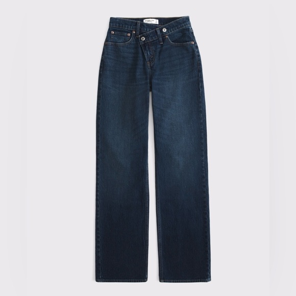 Abercrombie & Fitch Denim - Abercrombie & Fitch Dark Blue Cross Waistband Straight Leg Jeans